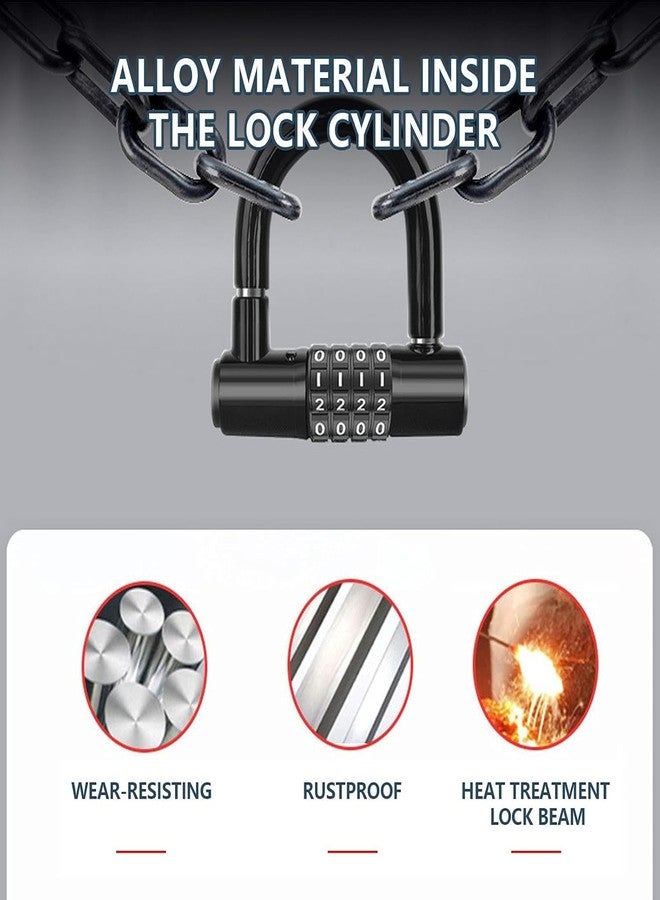 Divik Bike Lock 4 Digit, Heavy Duty Keyless Number Lock with 4-Digit Code, Waterproof Anti-Theft Resettable Password U-Lock for Motorbike, Bicycle, Scooter, Gym, School, Gate & Locker (1Pcs) - Image 3